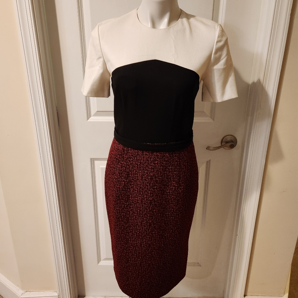 Jason Wu luxury pencil dress size 6, red black white with belt